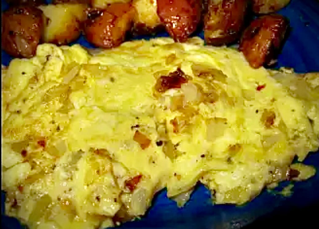 Lox and Onion Omelette.