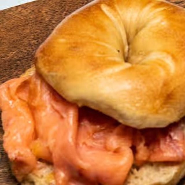 Sliced Lox on a Bagel.