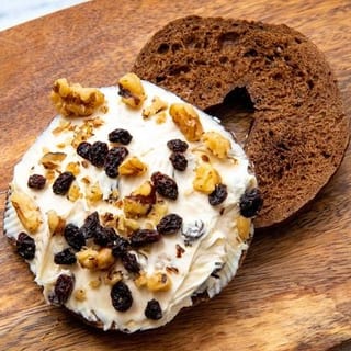 Walnut Raisin Cc on a Bagel