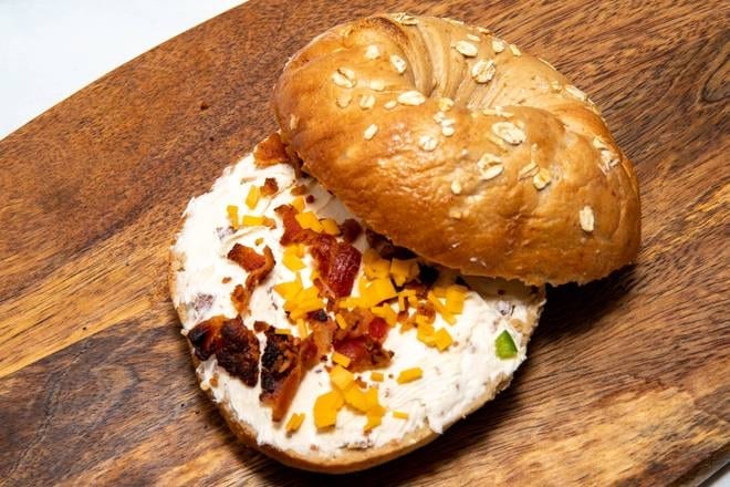 Bacon Cheddar Cc on a Bagel.