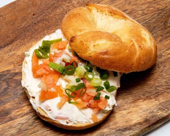 Lox Scallion Cc on a Bagel.