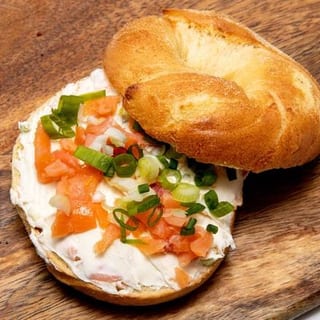 Lox Scallion Cc on a Bagel