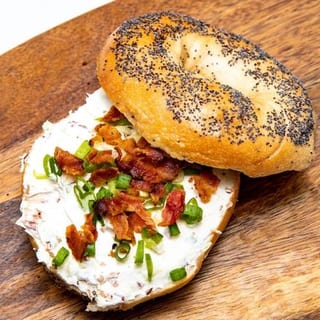 Bacon Scallion Cc on a Bagel