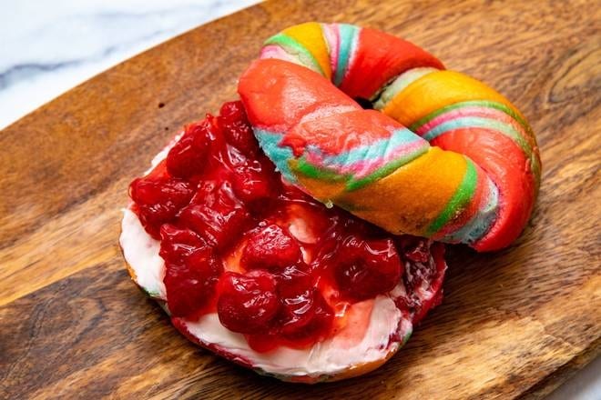 Strawberry Cc on a Bagel.