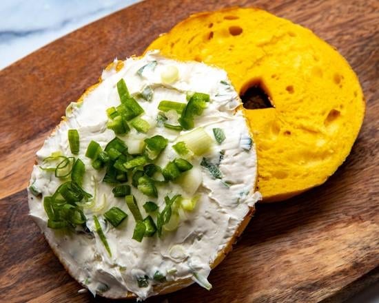 Low Fat Scallion Cc on a Bagel.