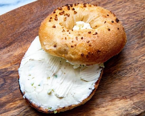 Scallion Jalapeno Cc on a Bagel.