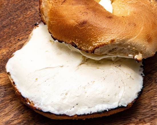 Plain Cream Cheese on a Bagel.