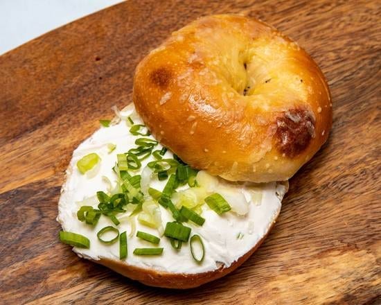 Tofu Scallion Cc on a Bagel.